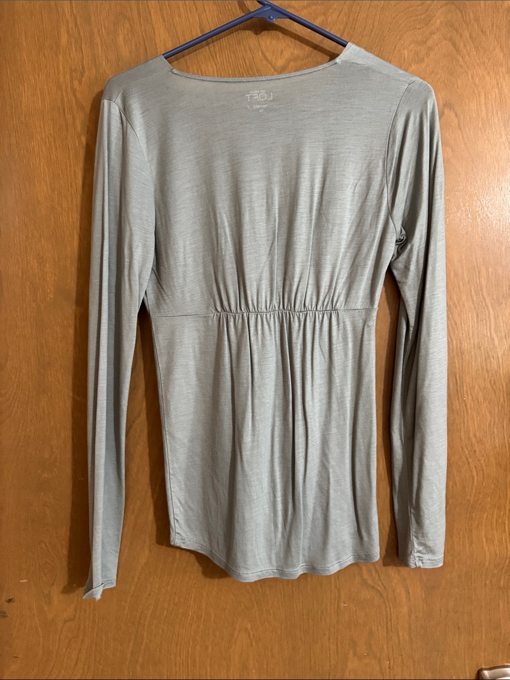 LOFT blue-grey Twist-Front Long Sleeve Tee - Picture 4 of 5